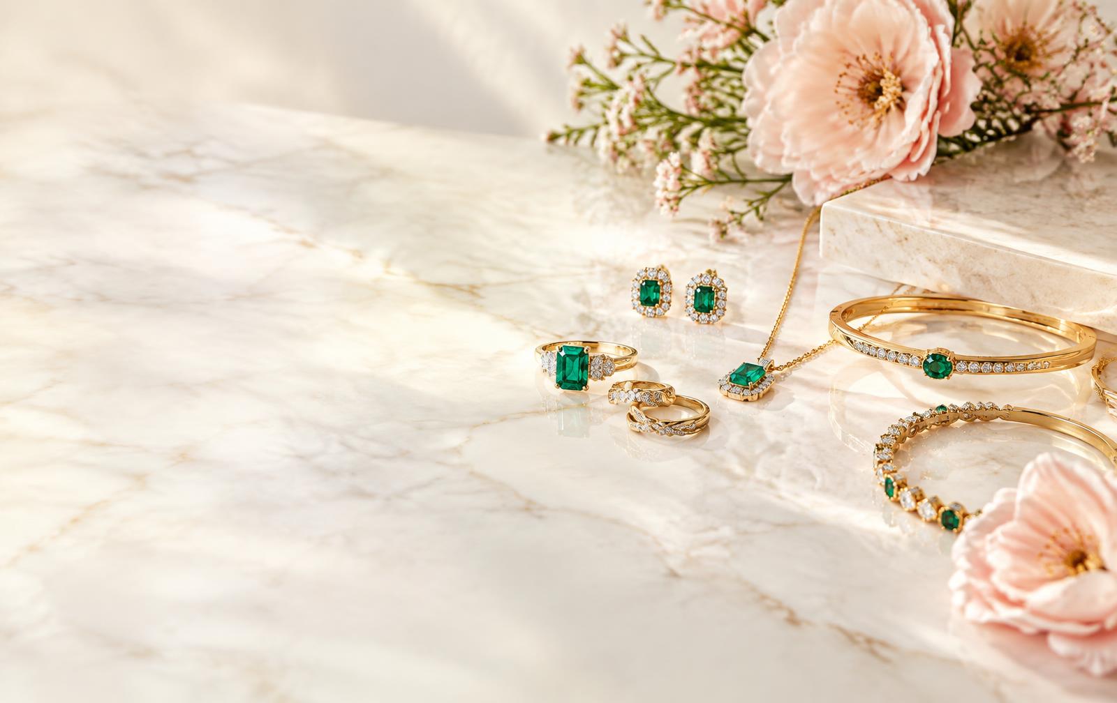 Gold jewellery and bullion on black velvet